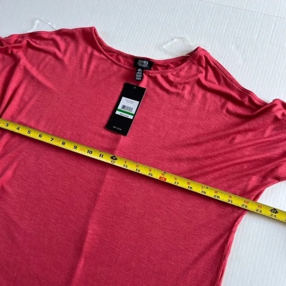 Jones New York Sz L Oversized Red Stretch Blouse Cutouts Shoulder Top - Picture 7 of 8